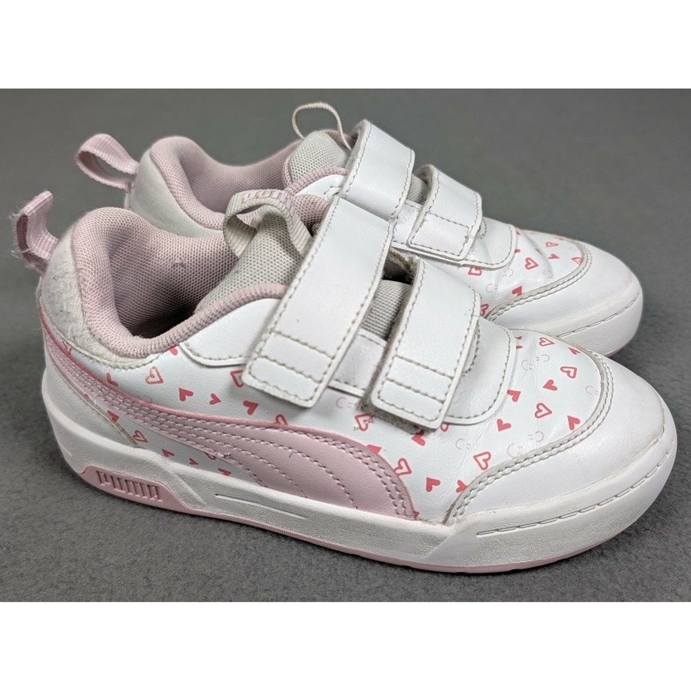 Puma Multiflex 2 Hearty Little Kids Easy On Sneakers White Pink Size 13.5 Girls